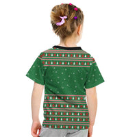 Golden Retriever Christmas Kid T Shirt with Red Scarf Snowflakes and Tree Pattern - Wonder Print Shop