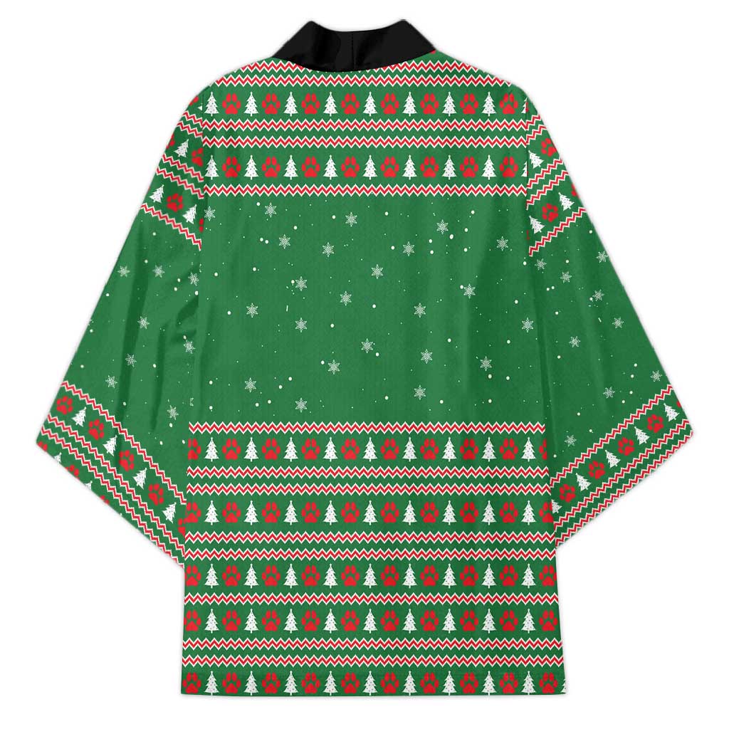 Golden Retriever Christmas Kimono with Red Scarf Snowflakes and Tree Pattern - Wonder Print Shop