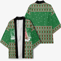 Golden Retriever Christmas Kimono with Red Scarf Snowflakes and Tree Pattern - Wonder Print Shop