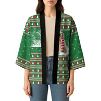Golden Retriever Christmas Kimono with Red Scarf Snowflakes and Tree Pattern - Wonder Print Shop