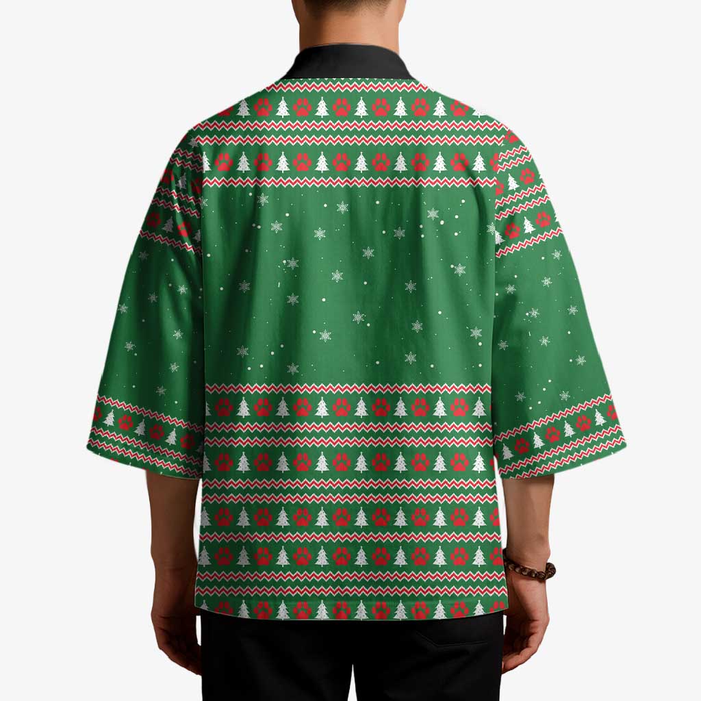 Golden Retriever Christmas Kimono with Red Scarf Snowflakes and Tree Pattern - Wonder Print Shop