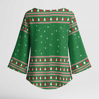 Golden Retriever Christmas Kimono Sleeve Blouse with Red Scarf Snowflakes and Tree Pattern - Wonder Print Shop