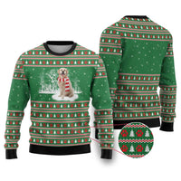 Golden Retriever Christmas Ugly Christmas Sweater with Red Scarf Snowflakes and Tree Pattern - Wonder Print Shop