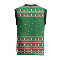 Golden Retriever Christmas Knitted V-Neck Vest with Red Scarf Snowflakes and Tree Pattern - Wonder Print Shop