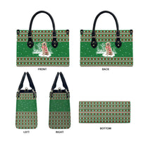 Golden Retriever Christmas Leather Bag with Red Scarf Snowflakes and Tree Pattern - Wonder Print Shop