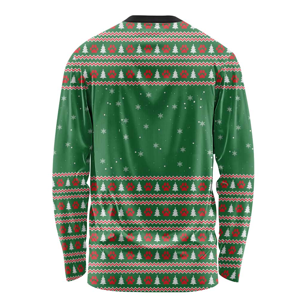 Golden Retriever Christmas Long Sleeve Shirt with Red Scarf Snowflakes and Tree Pattern - Wonder Print Shop