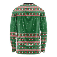 Golden Retriever Christmas Long Sleeve Shirt with Red Scarf Snowflakes and Tree Pattern - Wonder Print Shop