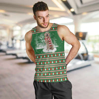 Golden Retriever Christmas Men Tank Top with Red Scarf Snowflakes and Tree Pattern - Wonder Print Shop