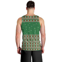 Golden Retriever Christmas Men Tank Top with Red Scarf Snowflakes and Tree Pattern - Wonder Print Shop