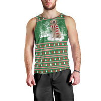 Golden Retriever Christmas Men Tank Top with Red Scarf Snowflakes and Tree Pattern - Wonder Print Shop