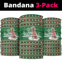 Golden Retriever Christmas Neck Gaiter with Red Scarf Snowflakes and Tree Pattern - Wonder Print Shop