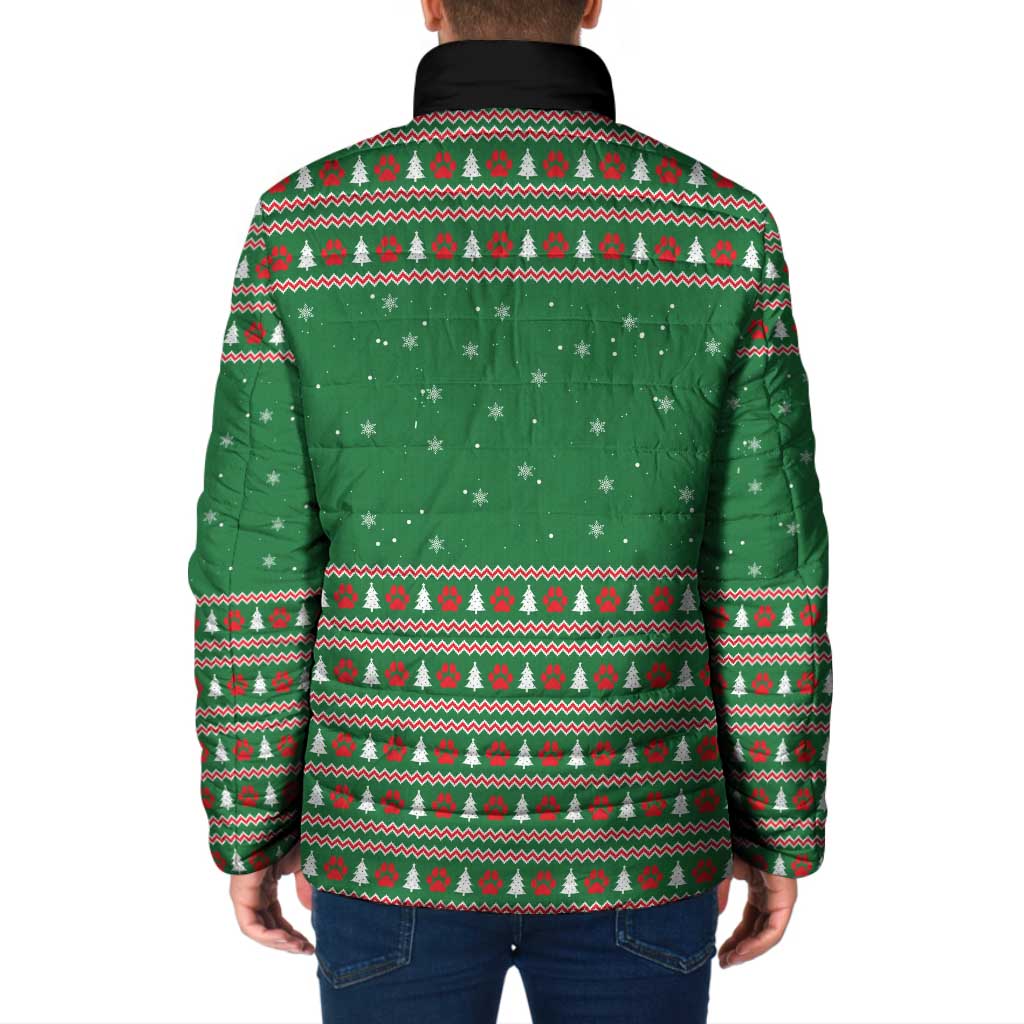 Golden Retriever Christmas Padded Jacket with Red Scarf Snowflakes and Tree Pattern - Wonder Print Shop