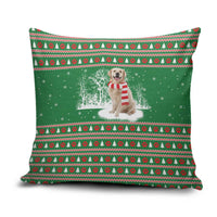 Golden Retriever Christmas Pillow Cover with Red Scarf Snowflakes and Tree Pattern - Wonder Print Shop