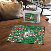 Golden Retriever Christmas Puzzle with Red Scarf Snowflakes and Tree Pattern - Wonder Print Shop