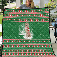 Golden Retriever Christmas Quilt with Red Scarf Snowflakes and Tree Pattern - Wonder Print Shop