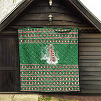 Golden Retriever Christmas Quilt with Red Scarf Snowflakes and Tree Pattern - Wonder Print Shop