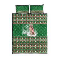Golden Retriever Christmas Quilt Bed Set with Red Scarf Snowflakes and Tree Pattern - Wonder Print Shop