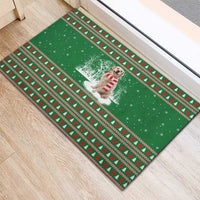 Golden Retriever Christmas Rubber Doormat with Red Scarf Snowflakes and Tree Pattern - Wonder Print Shop