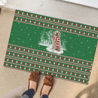 Golden Retriever Christmas Rubber Doormat with Red Scarf Snowflakes and Tree Pattern - Wonder Print Shop