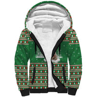 Golden Retriever Christmas Sherpa Hoodie with Red Scarf Snowflakes and Tree Pattern - Wonder Print Shop