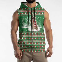 Golden Retriever Christmas Sleeveless Zip Hoodie with Red Scarf Snowflakes and Tree Pattern - Wonder Print Shop