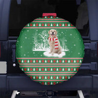 Golden Retriever Christmas Spare Tire Cover with Red Scarf Snowflakes and Tree Pattern - Wonder Print Shop