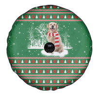 Golden Retriever Christmas Spare Tire Cover with Red Scarf Snowflakes and Tree Pattern - Wonder Print Shop