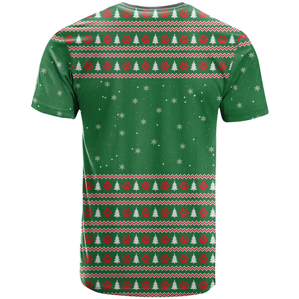 Golden Retriever Christmas T Shirt with Red Scarf Snowflakes and Tree Pattern - Wonder Print Shop