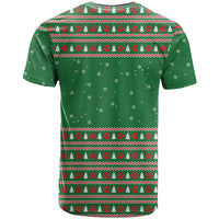 Golden Retriever Christmas T Shirt with Red Scarf Snowflakes and Tree Pattern - Wonder Print Shop