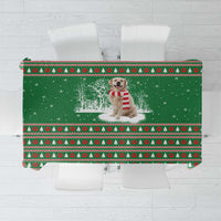 Golden Retriever Christmas Tablecloth with Red Scarf Snowflakes and Tree Pattern - Wonder Print Shop