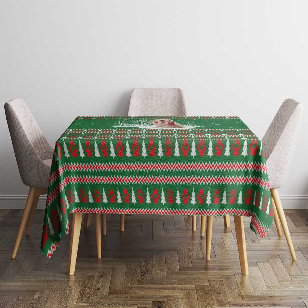 Golden Retriever Christmas Tablecloth with Red Scarf Snowflakes and Tree Pattern - Wonder Print Shop