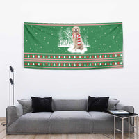 Golden Retriever Christmas Tapestry with Red Scarf Snowflakes and Tree Pattern - Wonder Print Shop