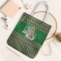 Golden Retriever Christmas Tote Bag with Red Scarf Snowflakes and Tree Pattern - Wonder Print Shop