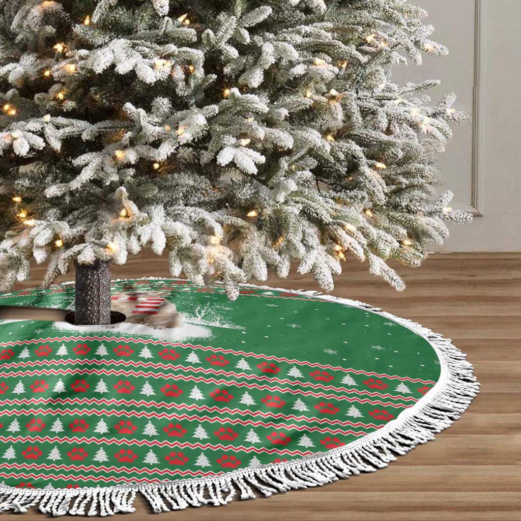 Golden Retriever Christmas Tree Skirt with Red Scarf Snowflakes and Tree Pattern - Wonder Print Shop