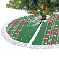 Golden Retriever Christmas Tree Skirt with Red Scarf Snowflakes and Tree Pattern - Wonder Print Shop