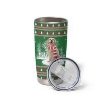 Golden Retriever Christmas Tumbler Cup with Red Scarf Snowflakes and Tree Pattern - Wonder Print Shop