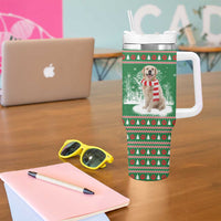 Golden Retriever Christmas Tumbler With Handle with Red Scarf Snowflakes and Tree Pattern - Wonder Print Shop