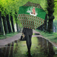 Golden Retriever Christmas Umbrella with Red Scarf Snowflakes and Tree Pattern - Wonder Print Shop