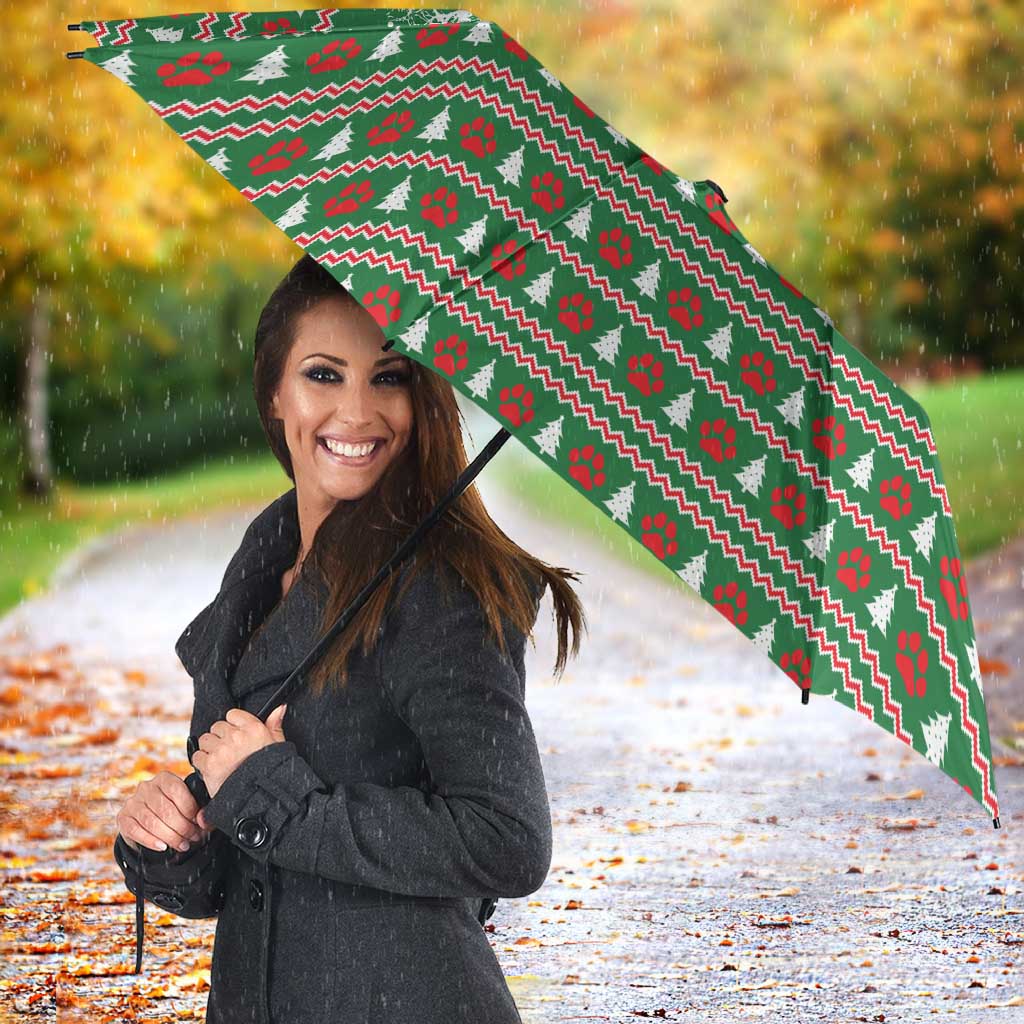 Golden Retriever Christmas Umbrella with Red Scarf Snowflakes and Tree Pattern - Wonder Print Shop