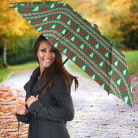 Golden Retriever Christmas Umbrella with Red Scarf Snowflakes and Tree Pattern - Wonder Print Shop