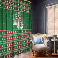 Golden Retriever Christmas Window Curtain with Red Scarf Snowflakes and Tree Pattern - Wonder Print Shop