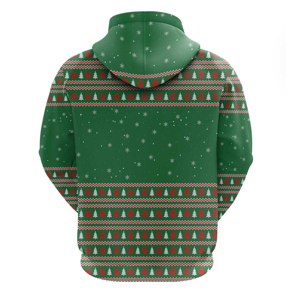 Golden Retriever Christmas Zip Hoodie with Red Scarf Snowflakes and Tree Pattern - Wonder Print Shop