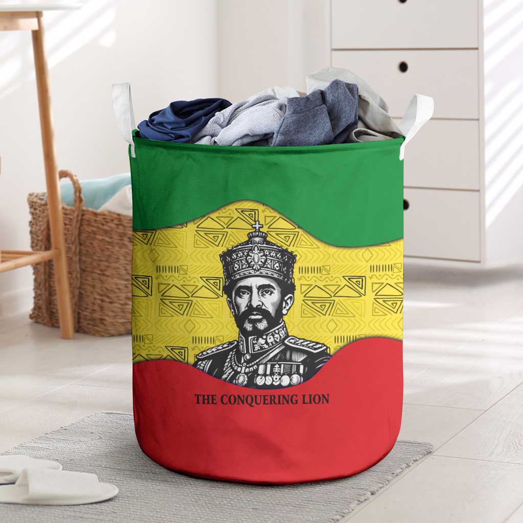 Haile Selassie I Laundry Basket Ethiopia Lion of Judah and Conquering Lion Pattern Tribute - Wonder Print Shop
