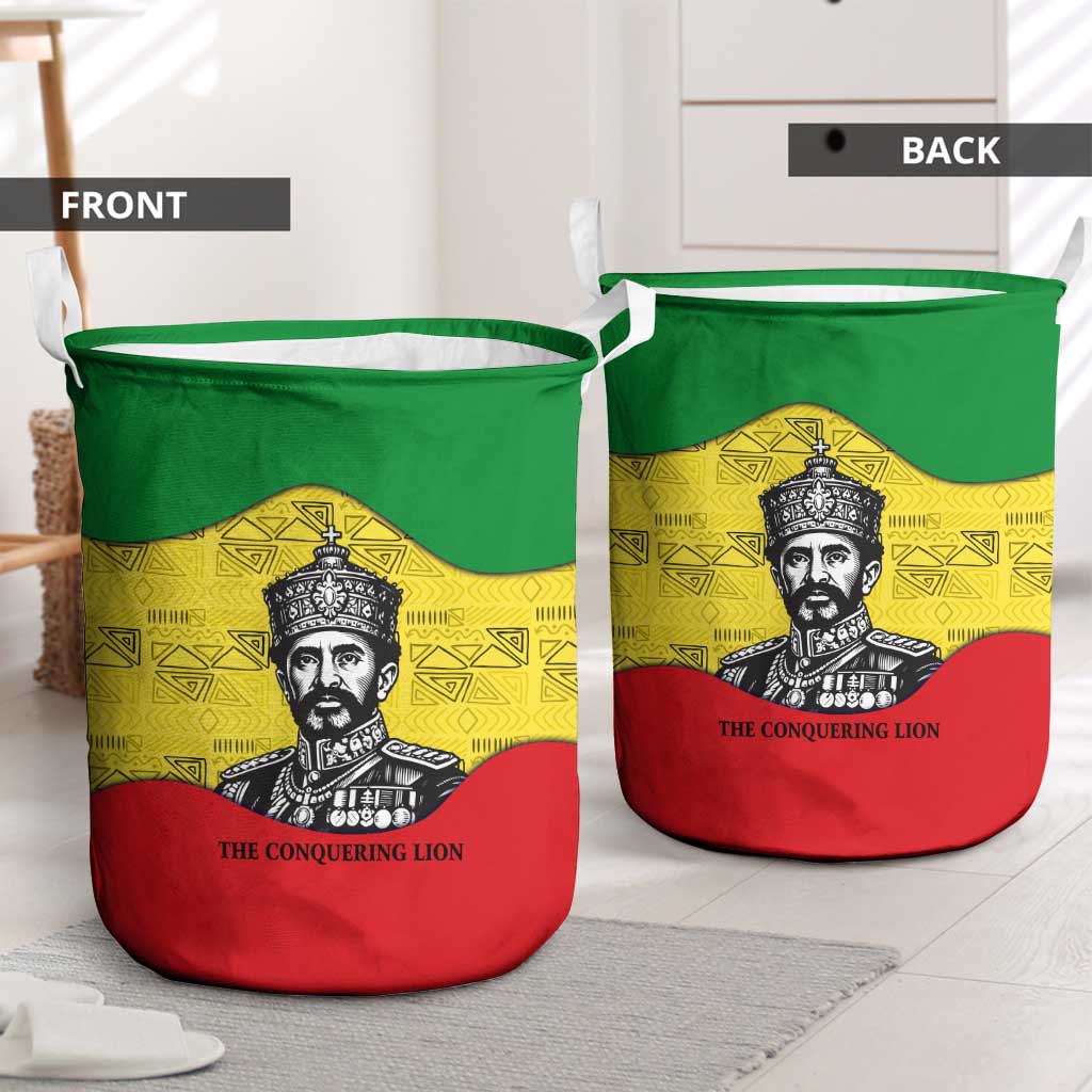 Haile Selassie I Laundry Basket Ethiopia Lion of Judah and Conquering Lion Pattern Tribute - Wonder Print Shop