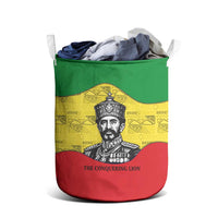 Haile Selassie I Laundry Basket Ethiopia Lion of Judah and Conquering Lion Pattern Tribute - Wonder Print Shop