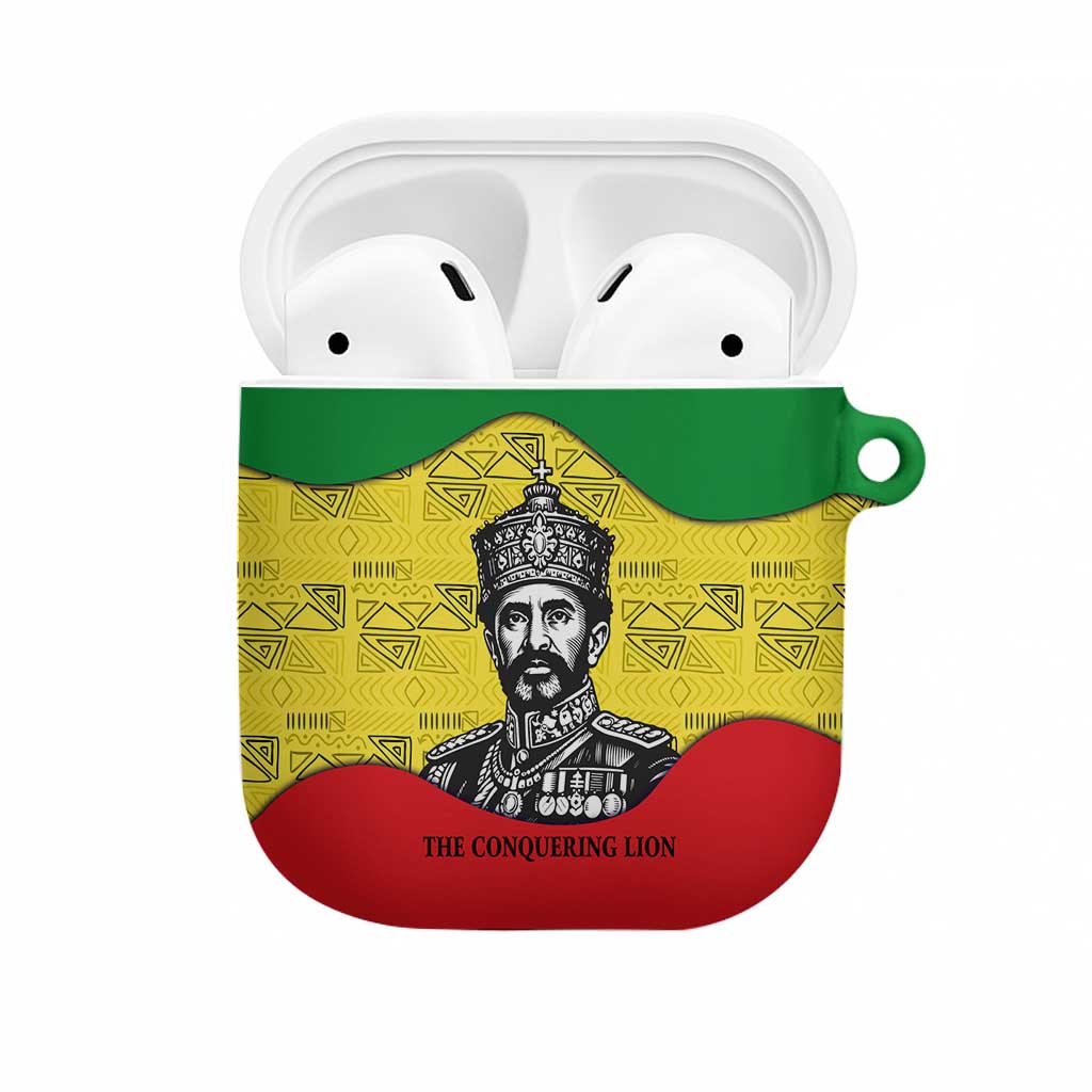 Haile Selassie I AirPods Case Ethiopia Lion of Judah and Conquering Lion Pattern Tribute - Wonder Print Shop