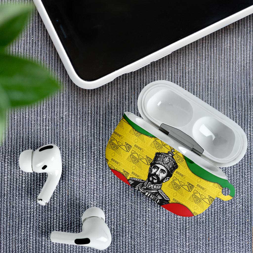 Haile Selassie I AirPods Case Ethiopia Lion of Judah and Conquering Lion Pattern Tribute - Wonder Print Shop