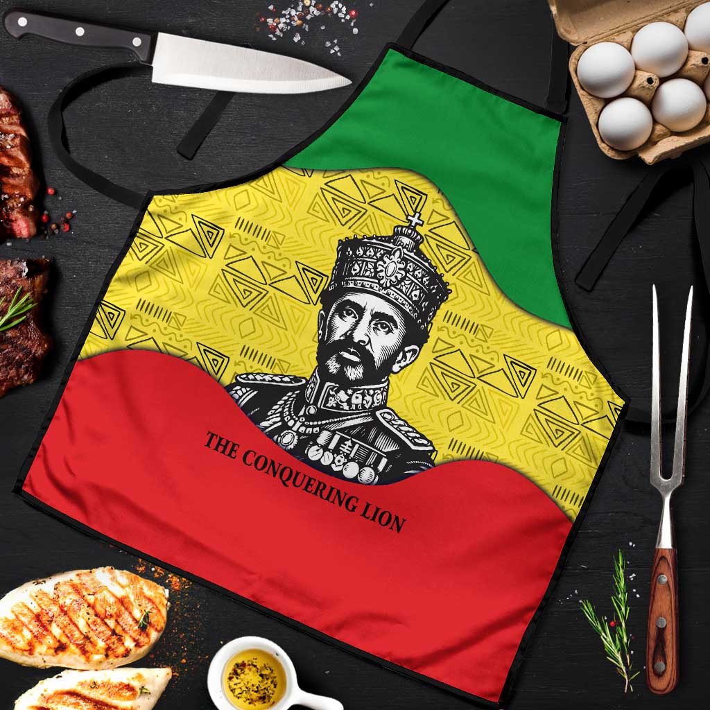 Haile Selassie I Apron Ethiopia Lion of Judah and Conquering Lion Pattern Tribute - Wonder Print Shop