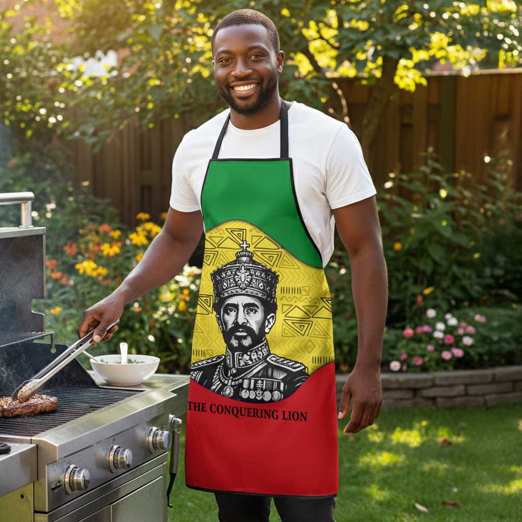 Haile Selassie I Apron Ethiopia Lion of Judah and Conquering Lion Pattern Tribute - Wonder Print Shop