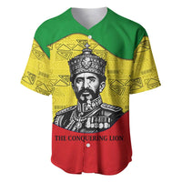 Haile Selassie I Baseball Jersey Ethiopia Lion of Judah and Conquering Lion Pattern Tribute - Wonder Print Shop